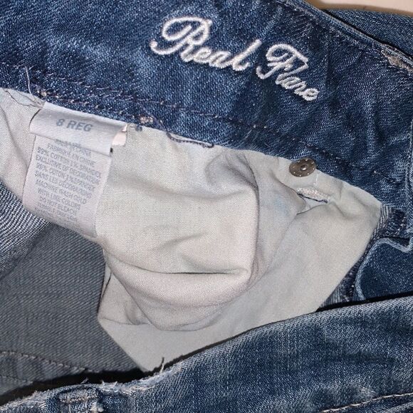 EUC WOMEN’S VINTAGE AMERICAN EAGLE BOHO REAL FLARE LIGHT WASH JEANS SIZE 8 - Picture 5 of 6